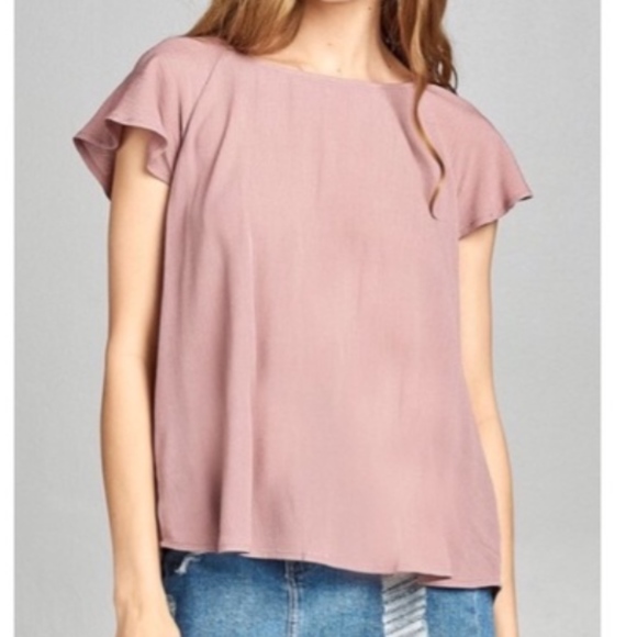 Ruffle Me Cross Back Tunic in Dusty Rose - Picture 2 of 2